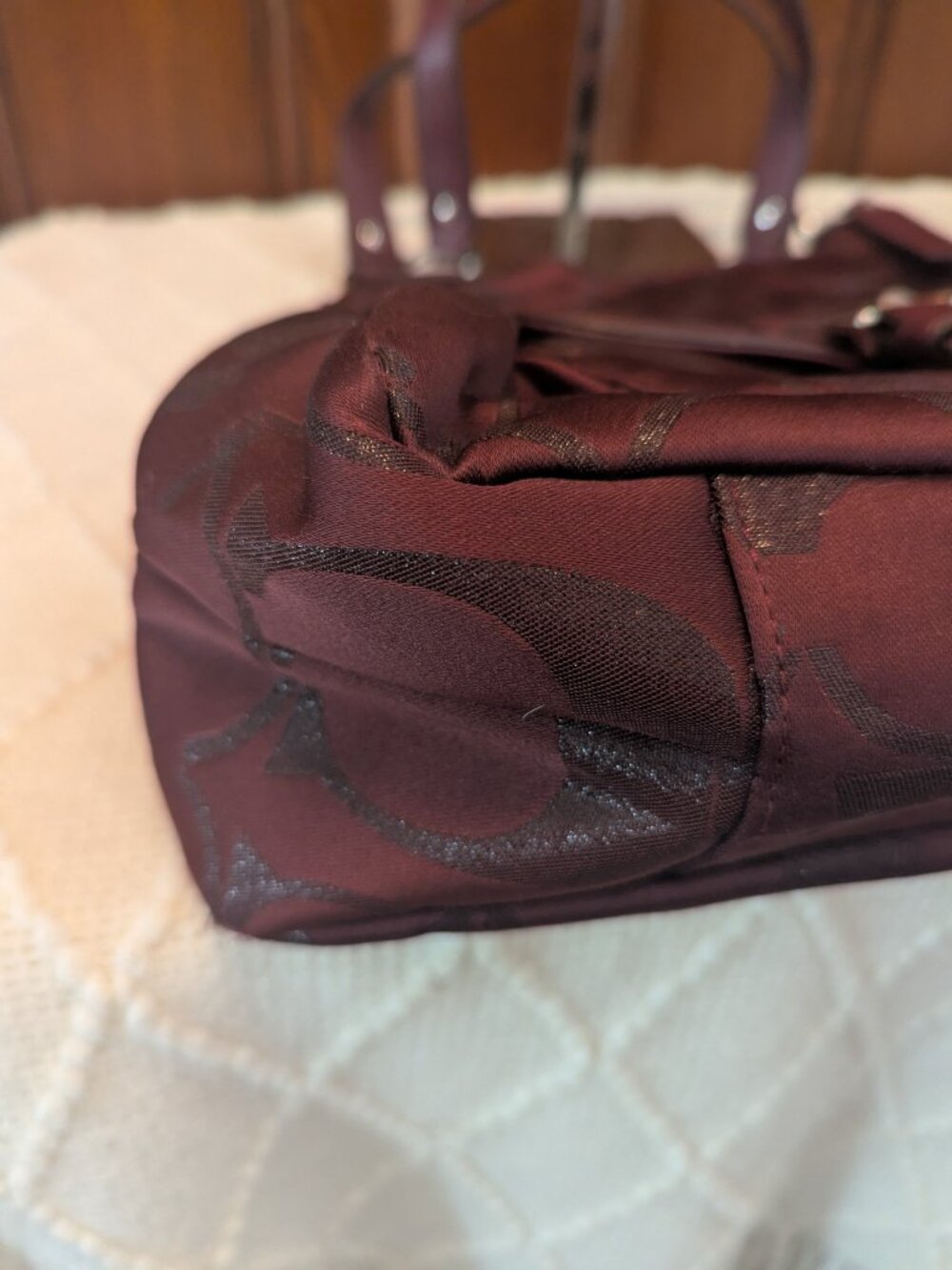Coach Campbell F26245 Burgundy Signature Metallic Hobo Bag Burgundy - Picture 8 of 14